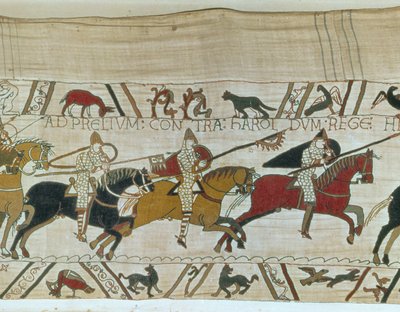 Duke William Leads His Knights into Battle, Bayeux Tapestry by Unbekannt Unbekannt